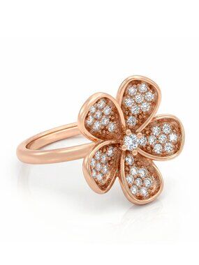 Rose Gold Daisy Flower Gemstone ring, 925 Sterling Silver